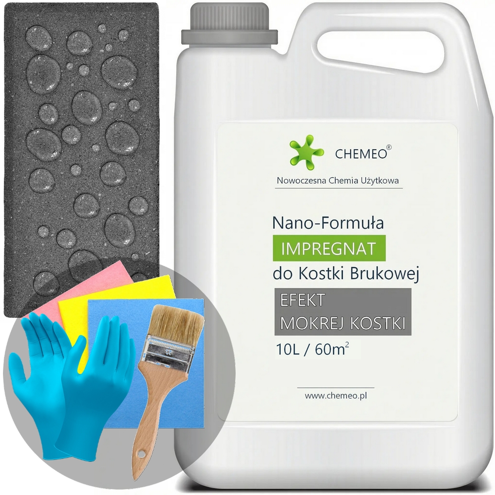 Impregnat do Kostki Brukowej i Betonu 10L Silikonowy, Bezbarwny | Efekt Mokrej Kostki (+Dodatki)
