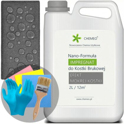 Impregnat do Kostki Brukowej i Betonu 2L Silikonowy, Bezbarwny | Efekt Mokrej Kostki (+Dodatki)