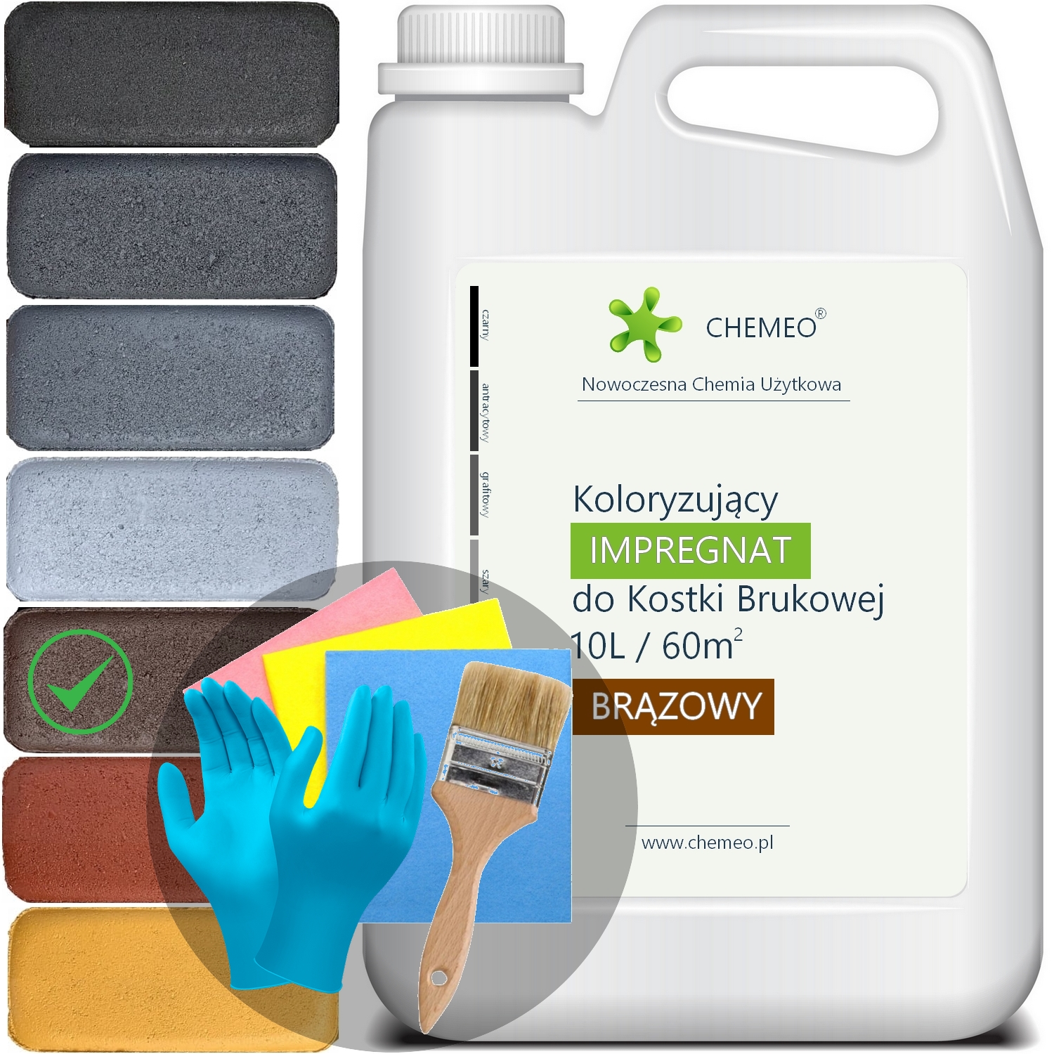 Impregnat Barwiący do Kostki Brukowej i Betonu 10L (Farba do Kostki Brukowej - 7 Kolorów) +Dodatki