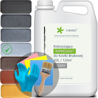 Impregnat Barwiący do Kostki Brukowej i Betonu 20L (Farba do Kostki Brukowej - 7 Kolorów) +Dodatki